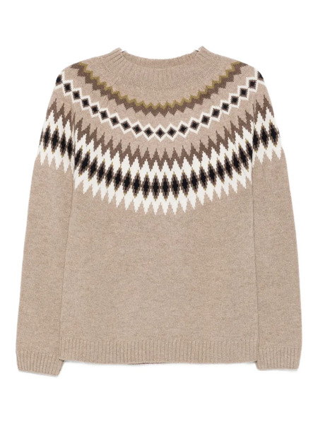  Beyou Fairisle-pattern Round-neck Sweater - Neutrals 
