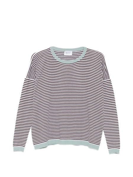  Beyou Striped Round-neck Sweater - Brown 