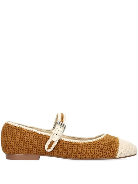  Bibi Lou Crochet Strap Ballet Flats - Brown 