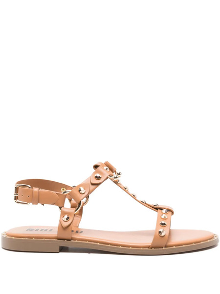 Bibi Lou Dunia Studded T-bar Sandals - Brown 