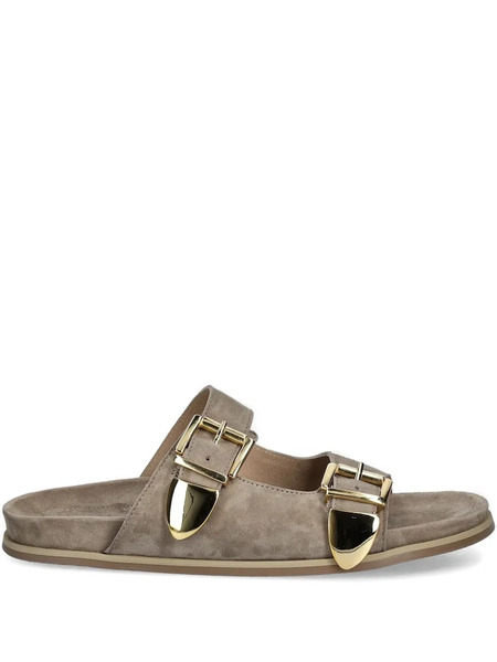  Billi Bi Double-buckle Suede Sandals - Neutrals 
