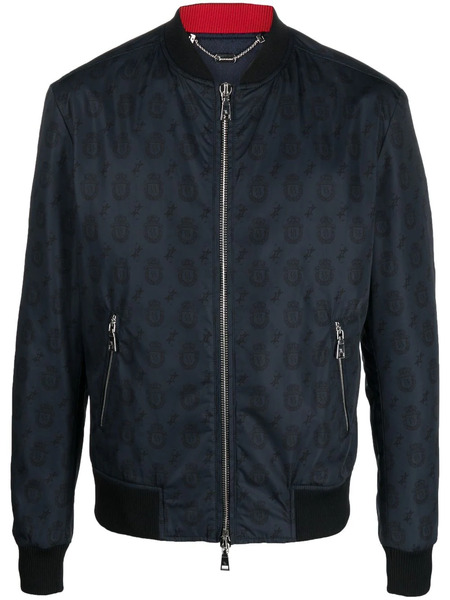  Billionaire Crest Monogram-print Bomber Jacket - Blue 