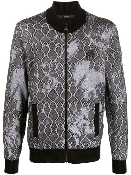  Billionaire Embroidered Logo-crest Bomber Jacket - Black 