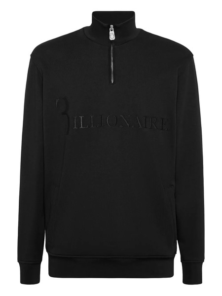  Billionaire Embroidered-logo Half-zip Sweatshirt - Black 