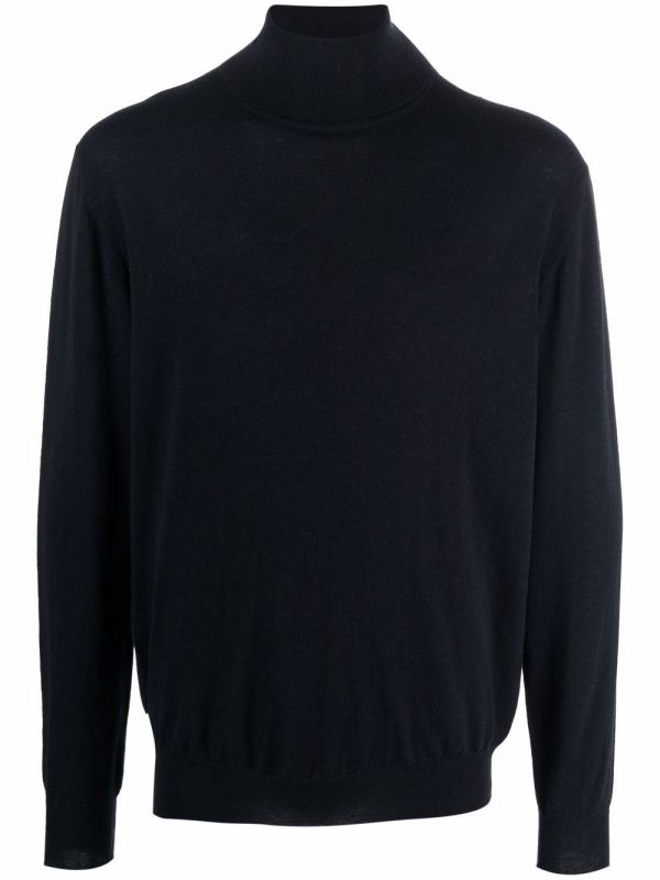 Billionaire Fine-knit Roll-neck Jumper - Blue 