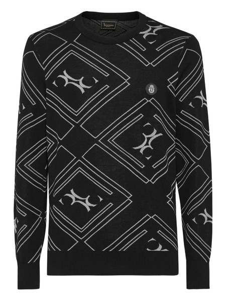  Billionaire Geometric-pattern Crew-neck Sweater - Black 