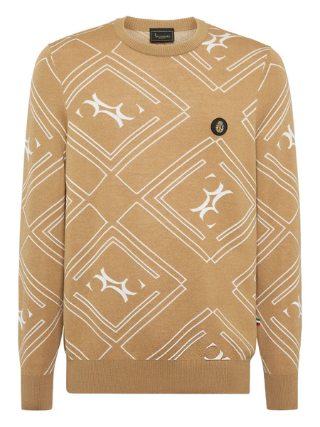  Billionaire Geometric-pattern Wool Pullover - Neutrals 