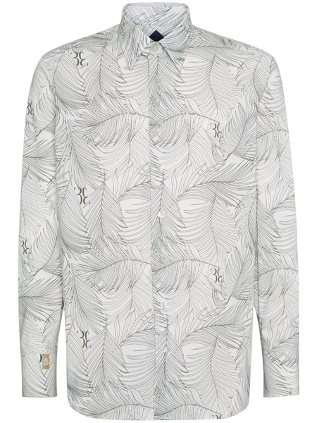 Billionaire Leaf-print Linen Shirt - Grey 