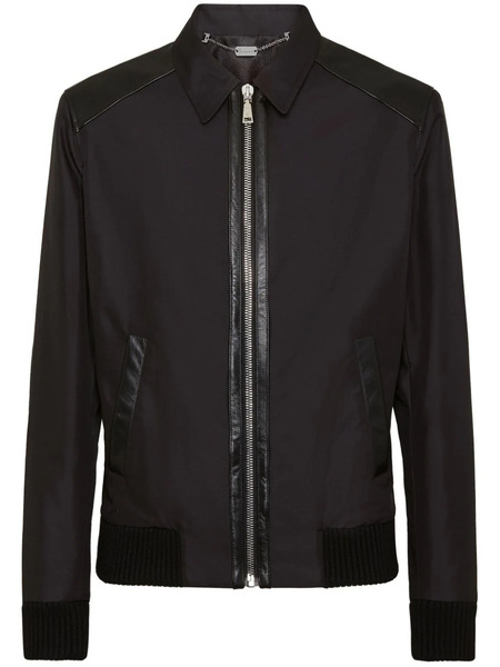  Billionaire Leather-trim Bomber Jacket - Black 