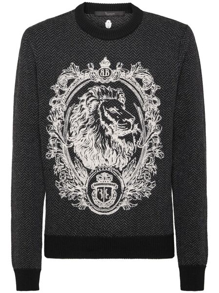  Billionaire Lion-embroidered Jumper - Black 