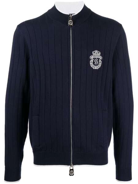  Billionaire Logo-embroidered Ribbed-knit Pullover - Blue 