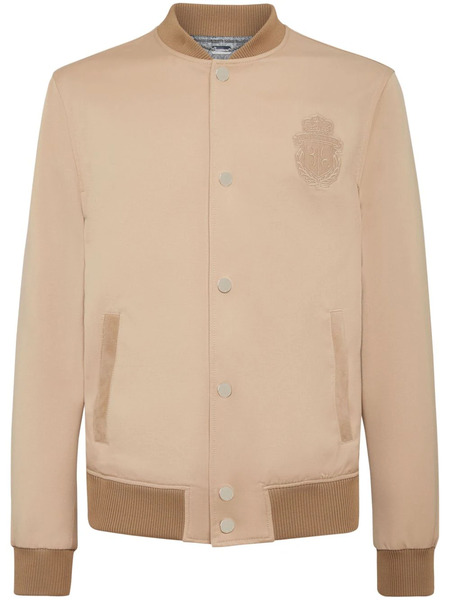  Billionaire Logo-patch Button-up Bomber Jacket - Neutrals 