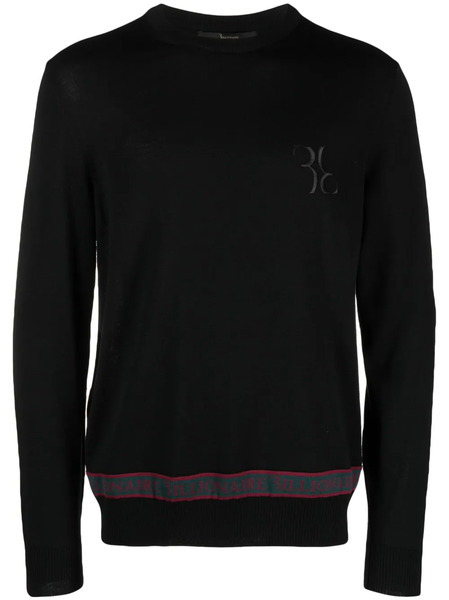  Billionaire Ls Logo-embroidered Wool-silk Jumper - Black 