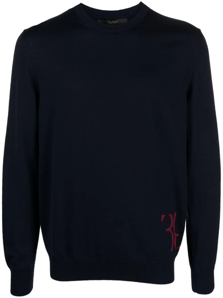 Billionaire Monogram-embroidered Knitted Jumper - Blue 