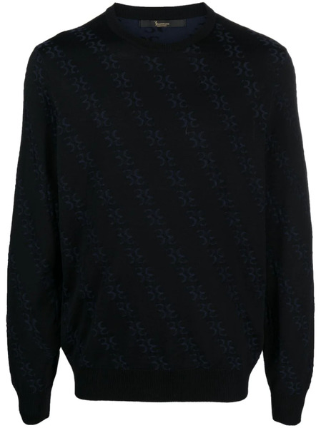  Billionaire Monogram-jacquard Knitted Jumper - Black 
