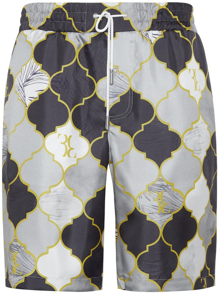  Billionaire Patterned Silk Shorts - Grey 