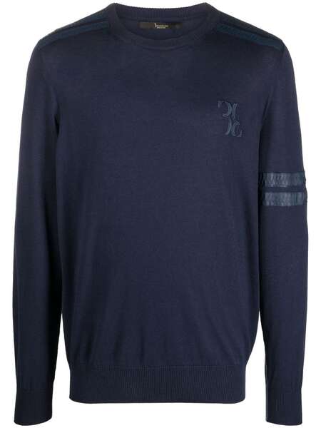  Billionaire Snakeskin-effect Fine-knit Jumper - Blue 
