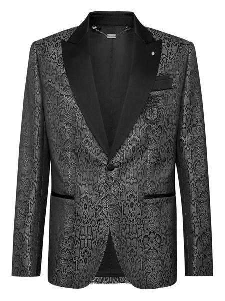  Billionaire Snakeskin-jacquard Blazer - Grey 