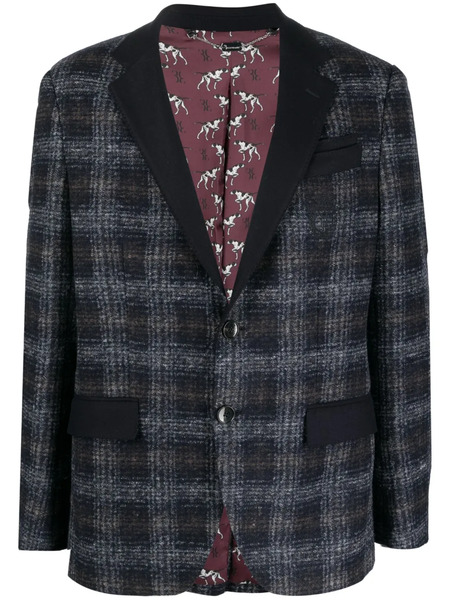  Billionaire Tartan-check Single-breasted Blazer - Blue 