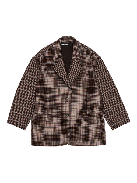  Bimba Y Lola Checked Frayed-edge Blazer - Brown 