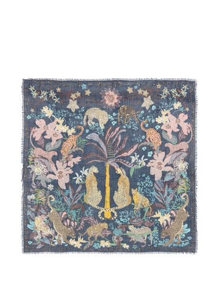  Bimba Y Lola Fringed-trim Patterned Scarf - Blue 
