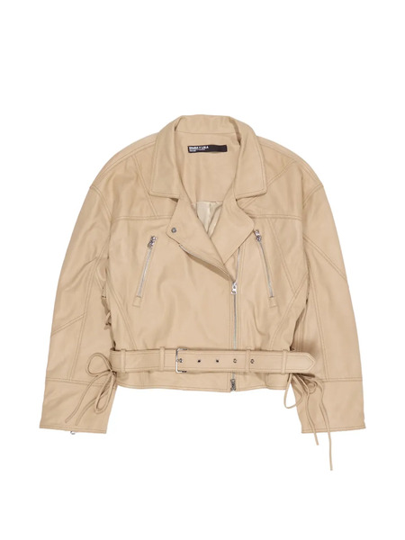  Bimba Y Lola Zip-fastening Belted Leather Jacket - Neutrals 