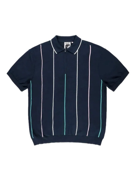  Bisous Skateboards Striped-pattern Polo Shirt - Blue 