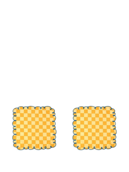  Bitossi Home Checked Embroidered Napkins (set Of Two) - Yellow 