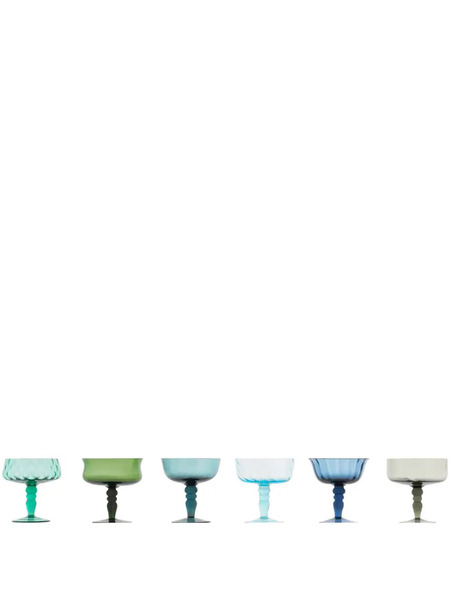  Bitossi Home Diseguale Transparent-design Goblets (set Of 6) - Green 