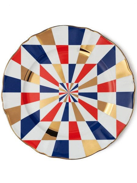  Bitossi Home 2 Piece Printed Round Platter Set - White 
