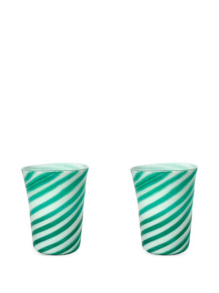  Bitossi Home Striped Glass Set (two-person Setting) - Green 