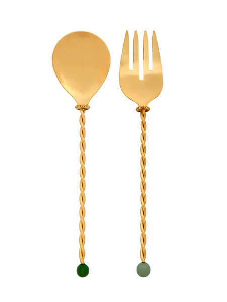 Bitossi Home Torchon Salad Servers Set - Gold 