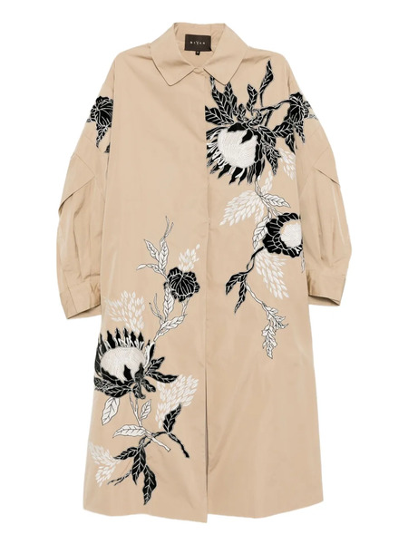  Biyan Floral-embroidered Coat - Neutrals 