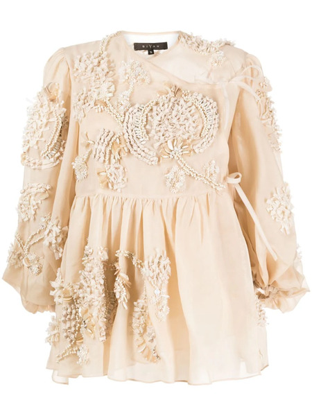  Biyan Floral-embroidered Silk Blouse - Neutrals 
