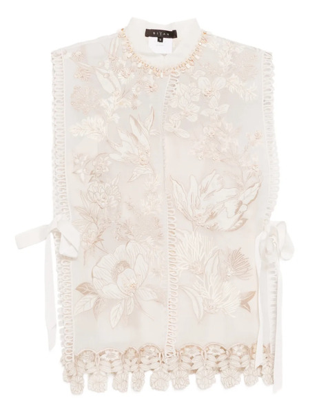  Biyan Floral-embroidered Vest - Neutrals 