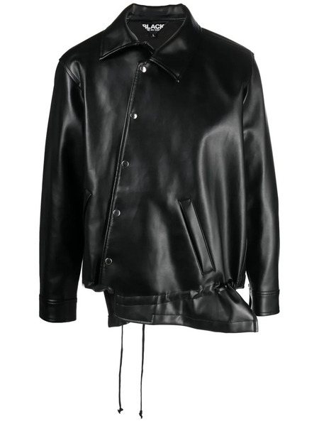  Black Comme Des Garçons Asymmetric-hem Artificial Leather Jacket 