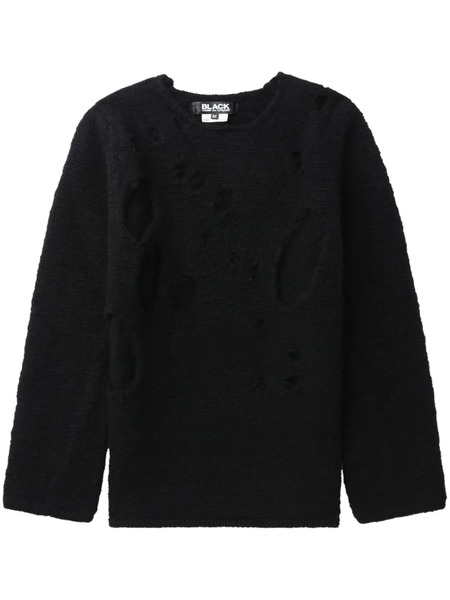  Black Comme Des Garçons Distressed-effect Wool Jumper 