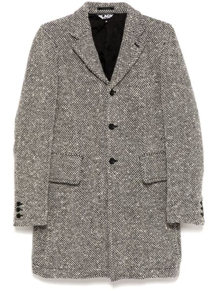  Black Comme Des Garçons Herringbone Tweed Single-breasted Coat - Grey 