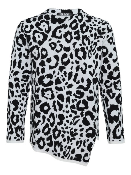  Black Comme Des Garçons Leopard-pattern Knit Sweater - White 
