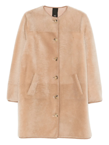  Blancha Button -up Sheepskin Coat - Neutrals 