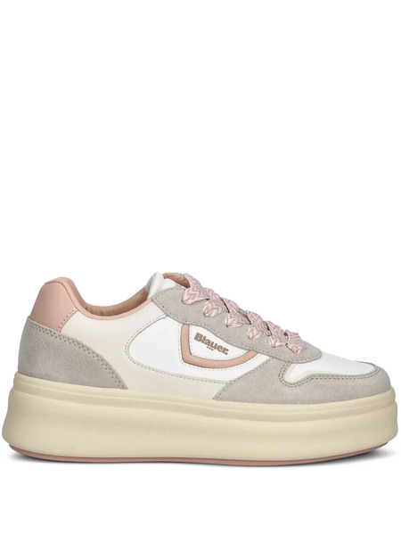  Blauer Platform Leather Sneakers - White 