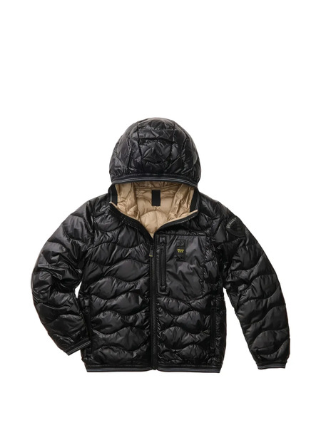  Blauer Wave Hooded Down Jacket - Black 