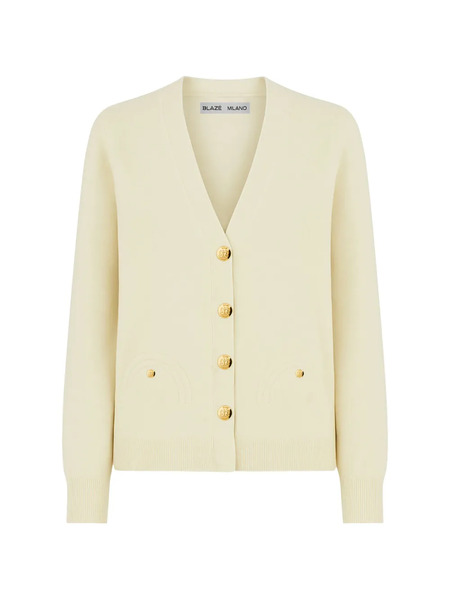  Blazé Milano Buttoned Cardigan - Neutrals 