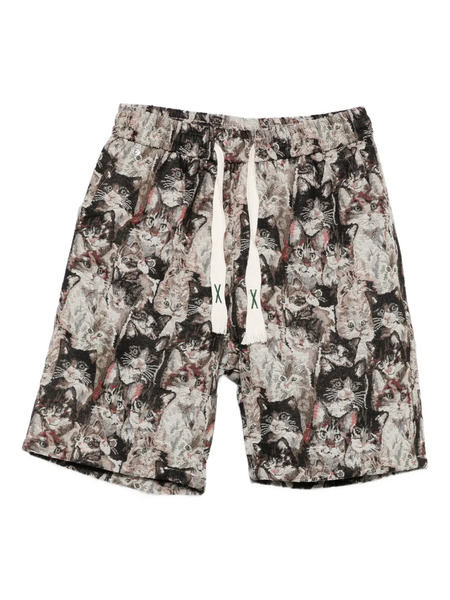  Bless Cat-print Shorts - Neutrals 