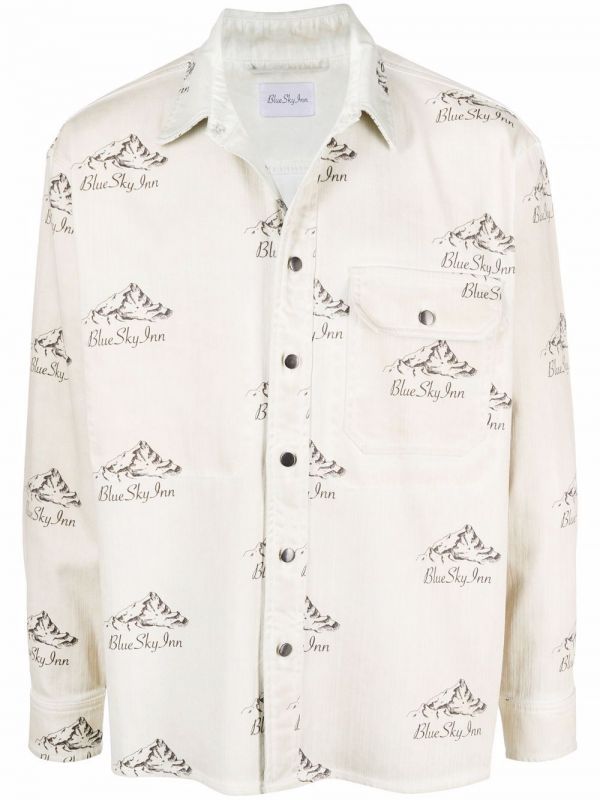  Blue Sky Inn Logo Mountain-print Jacket - Neutrals 