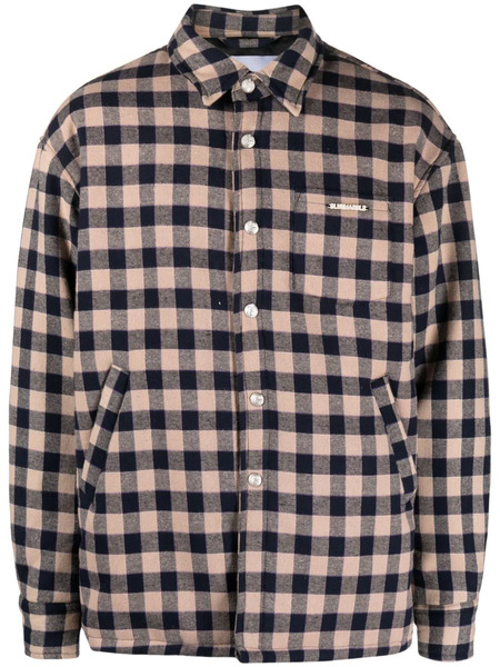  Bluemarble Checkerboard-print Logo-plaque Shirt Jacket 