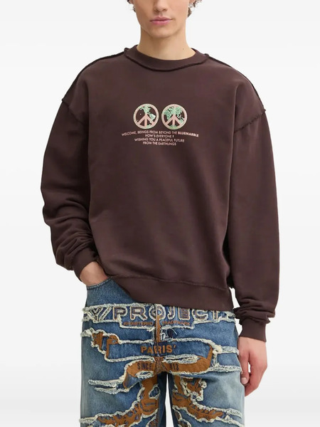  Bluemarble Peace-globe Print Sweatshirt - Brown 