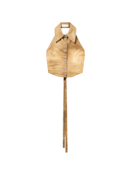  Blumarine Button Denim Tank Top - Neutrals 