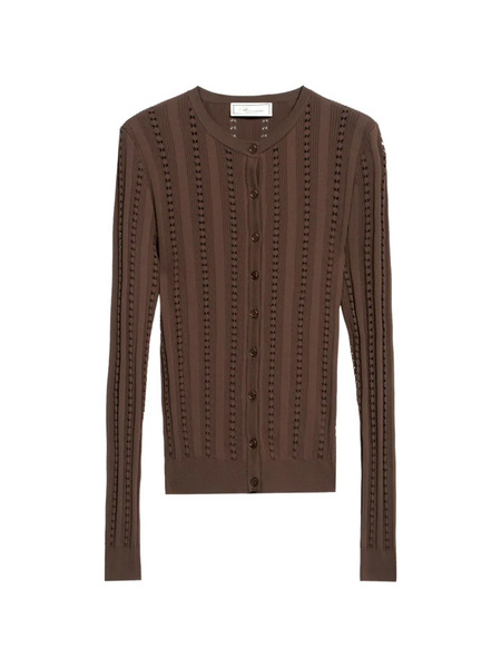  Blumarine Buttoned Opernwork-knit Cardigan - Brown 