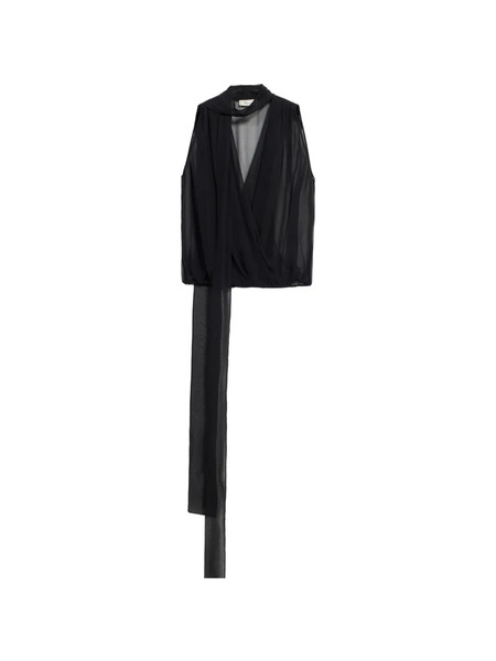  Blumarine Georgette Sash Top - Black 